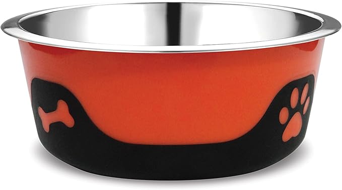 Thermocool Insulated Stainless Steel Pet Bowl - 8 Oz (X-Small) Non-Slip Feeding Dish Reduces Sliding & Spills, Keeps Water Cold & Food Warm, Dishwasher Safe (Orange)