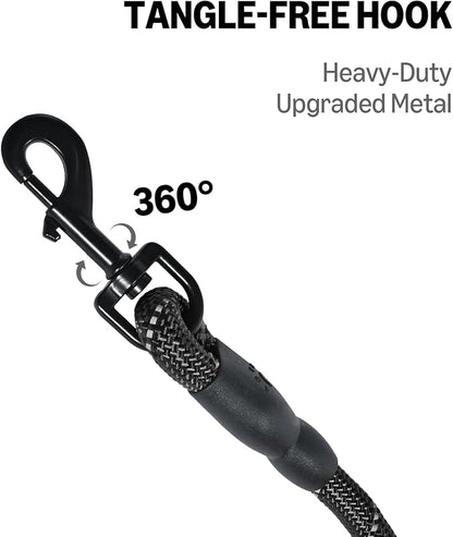 Amazon Basics Round Dog Leash, Heavy Duty, Durable Rope for Small, Medium, and Large Dogs, Lightweight Design for Walking, Training, and Outdoor Activities, Black, 6 Ft