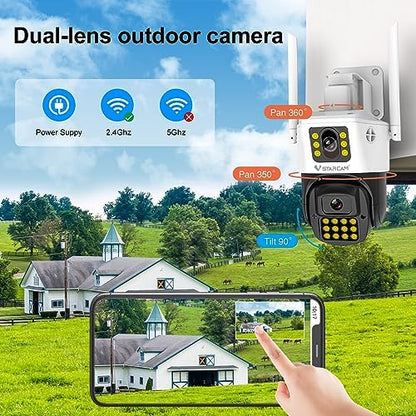 VSTARCAM Dual Lens Outside Cameras for Home Security, 4MP Home Security Camera, Plug-in Camera Auto Tracking, Two-Way Talk, IP66 Waterproof, 24/7 Record,SD/Cloud 04 - Image 2