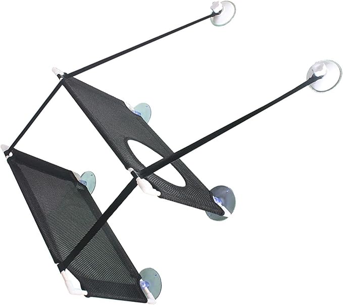 DAN&DRE Cat Hammock, Double Layer Hanging Installation with Strong Suction Cup and Sturdy Brackets, Soft Mesh Fabric Window Perch for Indoor Outdoor Cats Resting on Smooth Surfaces (Black 2 Layer)