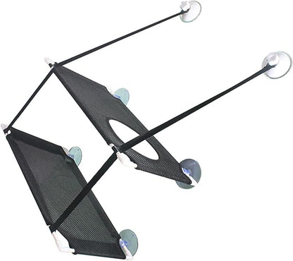DAN&DRE Cat Hammock, Double Layer Hanging Installation with Strong Suction Cup and Sturdy Brackets, Soft Mesh Fabric Window Perch for Indoor Outdoor Cats Resting on Smooth Surfaces (Black 2 Layer)