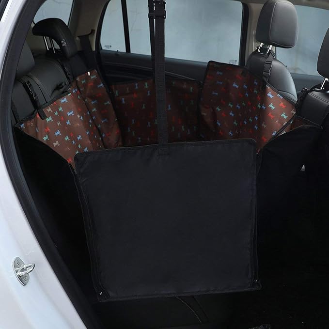 Dog Car Seat Cover - Heavy Duty Dog Hammock with Side Flaps - Waterproof/Scratch Proof/Nonslip Padded Pet Seat Cover - Universal fits All Cars