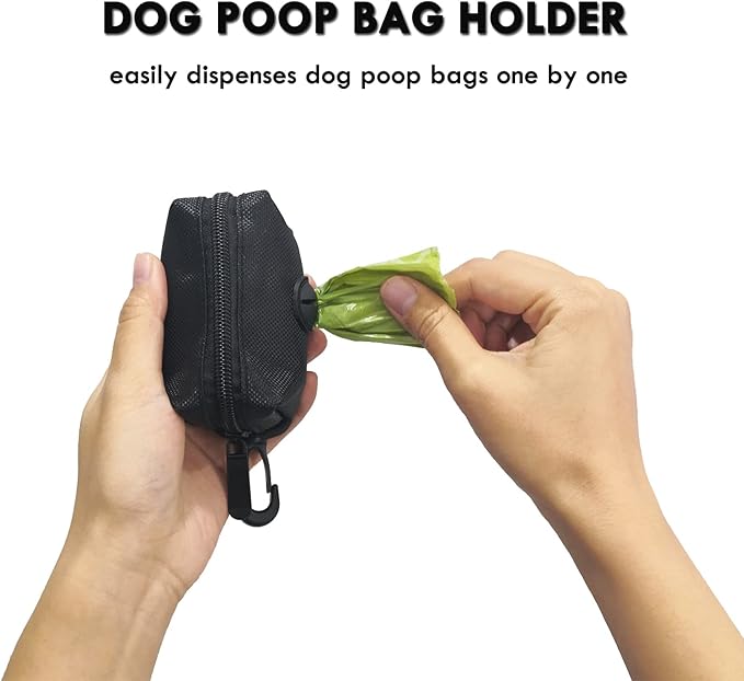 Pet Dog Waste Bag Dispenser Fits Any Leash Poop Bag Holder with 1 Free Roll of Bags