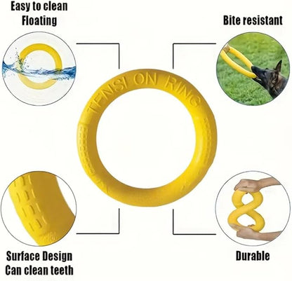 Dog Flying Disc, Premium Quality Flyer Dog Toy for Outdoor & Indoor Fun, Tension Ring Dog Toy for Throwing, Catching, Swimming & Training (Yellow, 6.4 in)