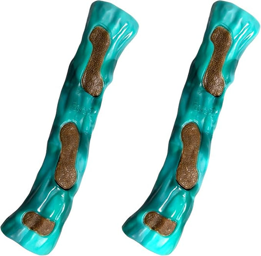 Dog Bones Chew Toys for Aggressive Chewers, 2 Pack Real Chicken Flavor,Indestructible Dog Teething Chew Toys for Large/Medium/Small Breed,Tough Toy with Durable Nylon