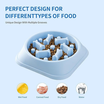 Slow Feeder Dog Bowls, Anti-Choking Puzzle Dog Food Bowls, Anti-Slip Interactive Feeding Slow Down Eating