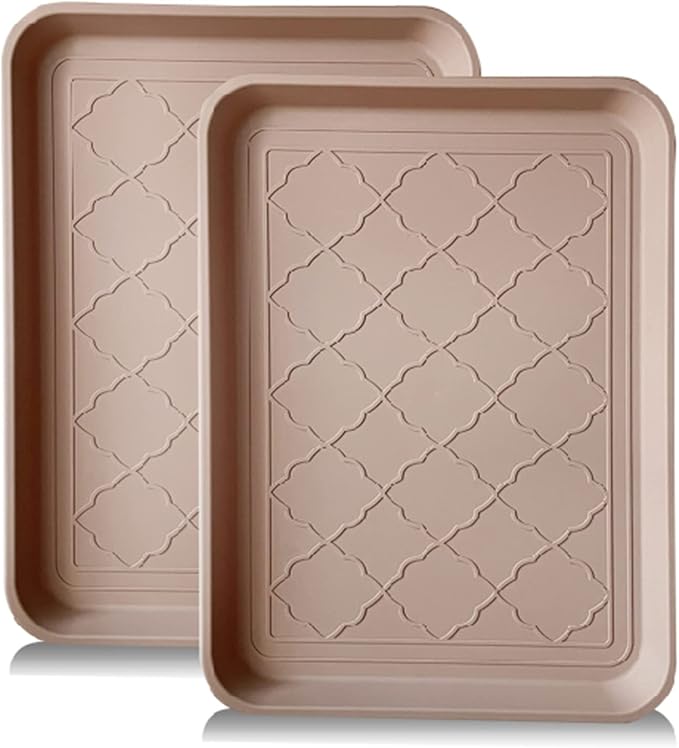 PetLike Boot Tray for Entryway Indoor, Pet Food Mat, 16.7 x 12.8 inch 2 Packs, Waterproof Shoe Tray for Indoor and Outdoor, Multi-Purpose Trays for Boots, Shoes, Pets, Garden