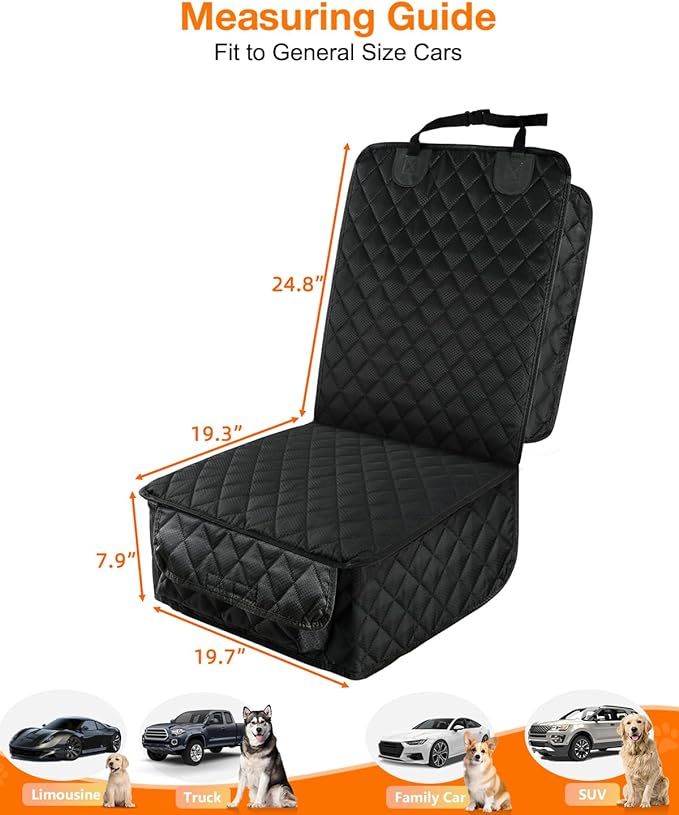 PETICON Dog Car Seat Covers, Full Protection Front Seat Car Cover for Cars and Nonslip Durable Pet Back Seat Bench Covers for Trucks, SUVs, Jeep, Bundle