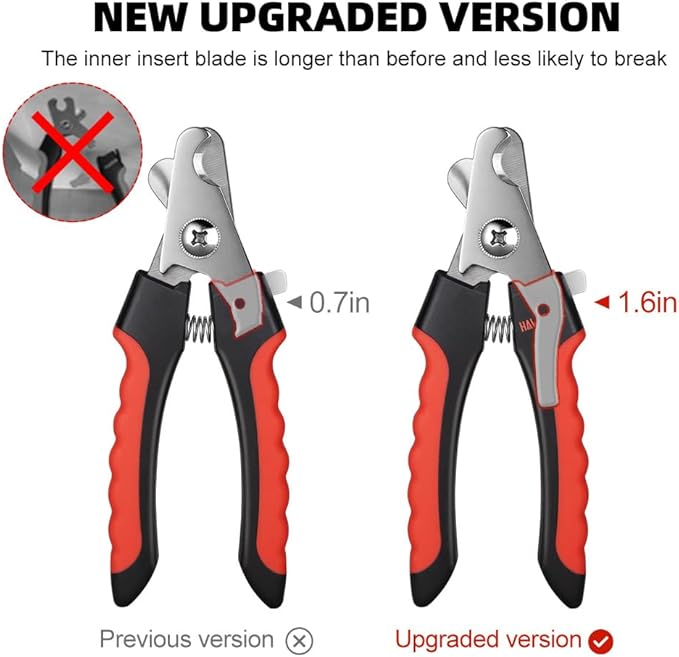 HAWATOUR Dog Nail Clippers, Classic Dog Nail Trimmers with Safety Guard to Avoid Over Cutting, Razor Sharp Blade with Nail File for Pets Large Dogs, Red