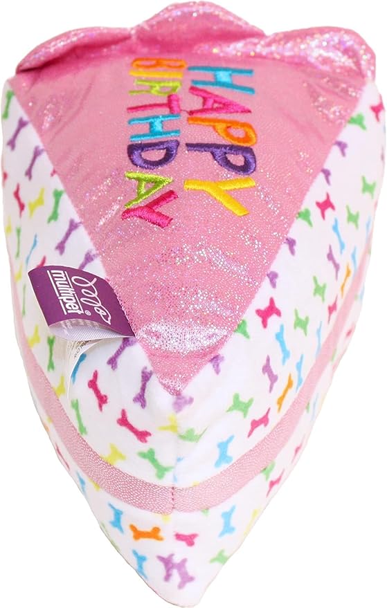 Multipet Birthday Cake Slice Dog Toy, Pink, 6"