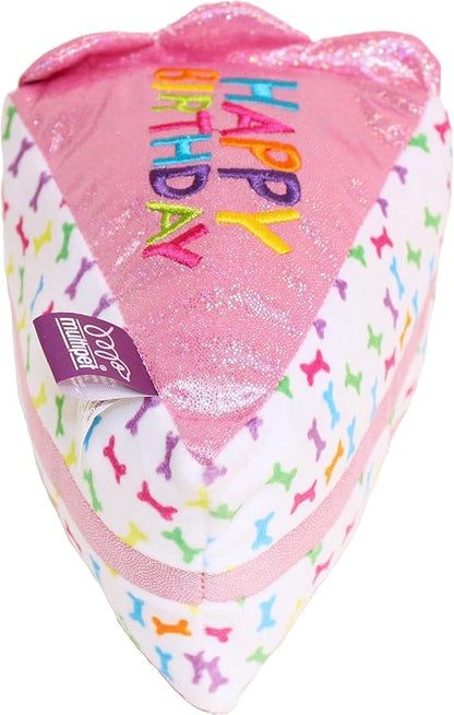 Multipet Birthday Cake Slice Dog Toy, Pink, 6"