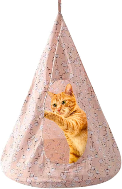 Breathable Cat Hammock Bed Comfortable Hanging Pet Hammock Bed Swing for Cats Small Dogs Rabbits (Pinkish-Orange,Large)