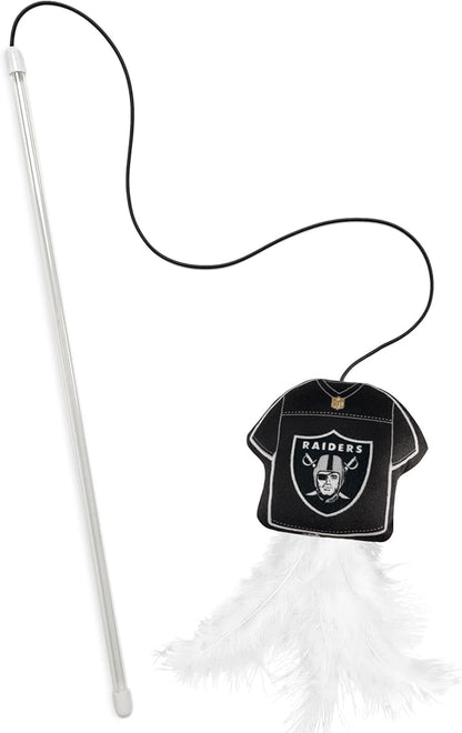 NFL LAS Vegas Raiders Team Jersey Wand with CAT NIP, Cat Toy Jersey Shaped Plush Teaser Toy for Cats & Kittens - Interactive Pet Toy for Play & Exercise