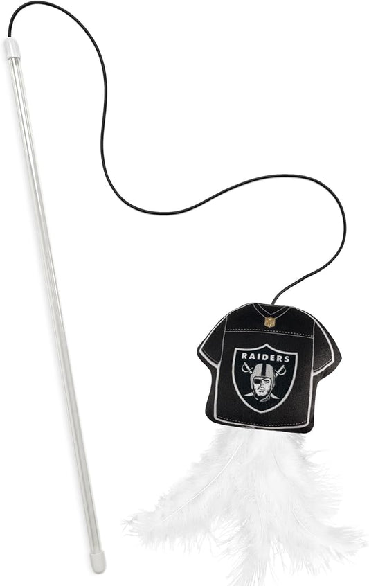 NFL LAS Vegas Raiders Team Jersey Wand with CAT NIP, Cat Toy Jersey Shaped Plush Teaser Toy for Cats & Kittens - Interactive Pet Toy for Play & Exercise