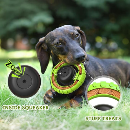 Dog Toys for Aggressive Chewers Large Medium Breed, Indestructible Squeaky Dog Chew Toys, Tough Nylon Rubber Interactive Dog Toys to Keep Them Busy