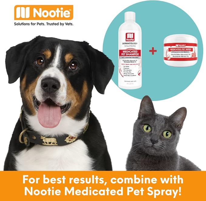 Nootie Medicated Dog Wipes, Chlorhexidine & Miconazole Pet Wipe for Dogs & Cats - 2” Small Wipes, 60 Count - Sold in Over 10,000 Vets & Pet Stores