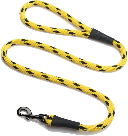 Mendota Pet Snap Leash - British-Style Braided Dog Lead, Made in The USA - Black Ice Yellow, 1/2 in x 4 ft - for Large Breeds