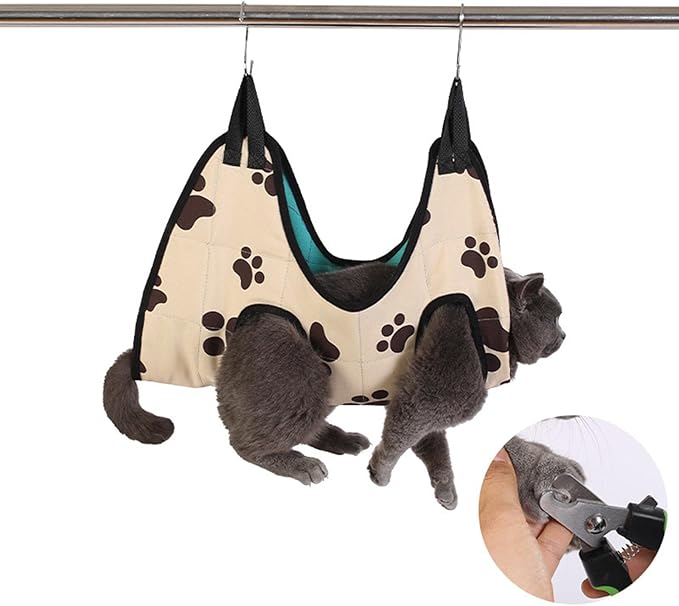 Pet Dog Grooming Hammock with Hanging Hook Cat Dog Restraint Bag Puppy Holder Cat Grooming Hammock Helper for Bathing Trimming Ears Cleaning, M