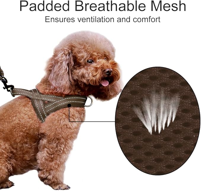 Plutus Pet No Pull Dog Harness with Breathable Mesh Padded, Adjustable Reflective Escape Proof Dog Harness, Quick Fit Dog Vest Harness for Small Medium Large Dogs(M, Chocolate)