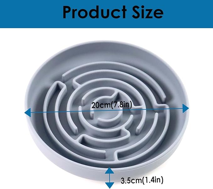 Slow Feeder Dog Bowl, Cat Slow Feeders Slow Eating, Modern Lick Mat Design, Reduces Gulping, Dishwasher Safe, Suit for All Cat & Dog Breeds (Grey)