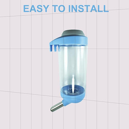 Dog Crate Water Bottle - 12 oz No Drip Kennel Pet Water Dispenser, Easy-to-Use Cage Water Bottle for Dogs, Cats, Small Animals, 350ML, Blue