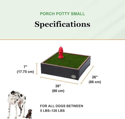 Porch Potty Artificial Grass Potty Pads for Dogs - Small Size 16x16x6 Reusable Potty Training Pad - Washable Pee Pads for Dogs - Unique Design - Instant Drainage -Quick Absorb - 2x2 Feet Grass Size