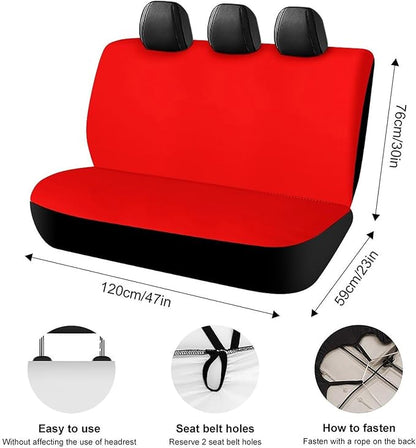 Women's Car Seat Cover, Padded Rear Bench Universal Fit Auto Soft Back Seat Cover, Dirt Proof Dog Car Back Seat Cover Compatible with Red