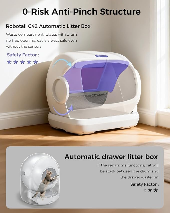 Self Cleaning Cat Litter Box Automatic Cleaning, XXXL Extra Large Electric Auto Litter Box for Multiple Cats, Smart Auto Litter Box Tray with Anti-Pinch, APP Control, Odor-Free, Includes Liners