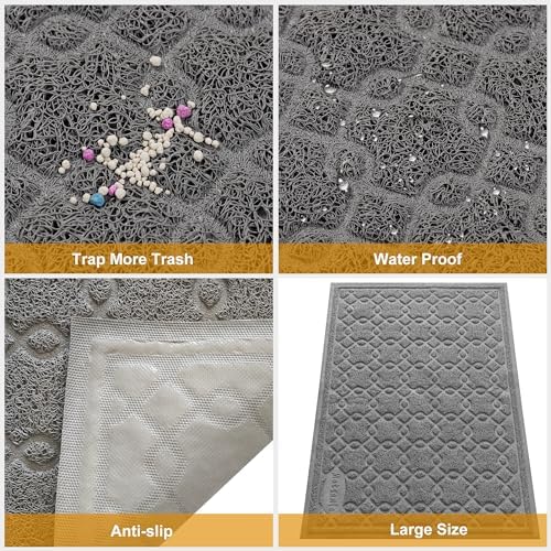 Cat Litter Box Mat, 35" x 24" Large Kitty Litter Trapping Mat Keep Floor Clean, Litter Box Mat Scatter Control, Waterproof, Easy to Clean, Durable Large Size Litter Mats for Floor - Image 5