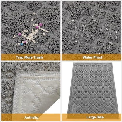 Cat Litter Box Mat, 35" x 24" Large Kitty Litter Trapping Mat Keep Floor Clean, Litter Box Mat Scatter Control, Waterproof, Easy to Clean, Durable Large Size Litter Mats for Floor - Image 5