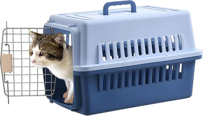 Pets Carrier,Kennel,19in,Long,Hard-Sided,for Cat up to 14lb,Suit for Airline/Road Travel (Blue, Small)