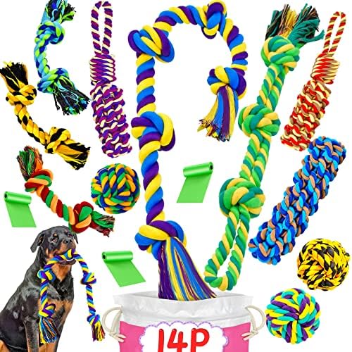 SHARLOVY Dog Rope Toy for Medium Dogs, 14 Pack Heavy Duty Dog Chew Toys by SHARLOVY