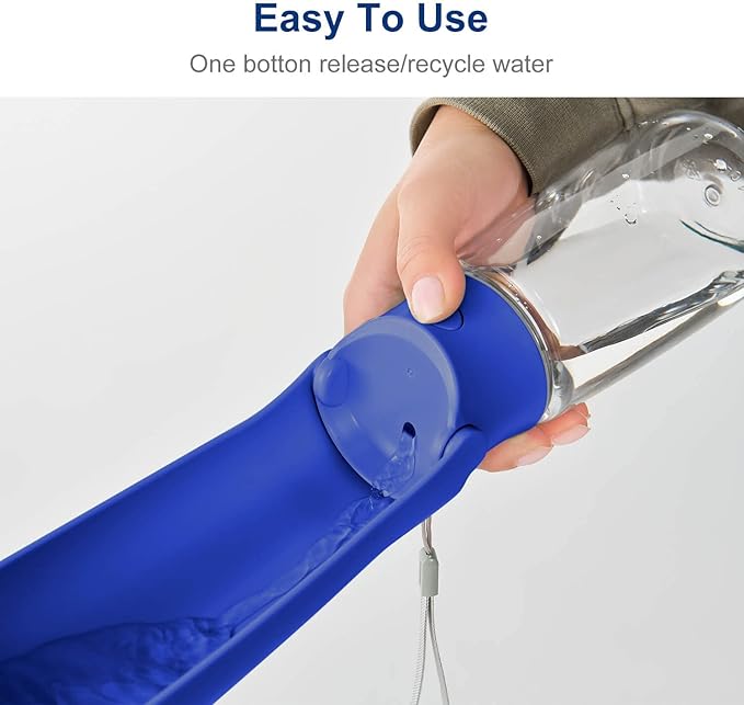 WePet Foldable Portable Dog Water Bottle Puppy Water Dispenser with Drinking Feeder, 12 OZ, High-Temperature Resistant Leak Proof for Pets Outdoor Walking, Hiking, Travel, Food Grade Plastic BPA Free