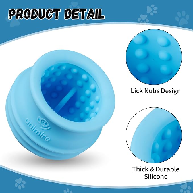 Treat Dispensing Dog Toy, Long-Lasting Interactive Puzzle Toys for Dogs, Stuffable Dog Enrichment Frozen Lick Treat Toy for Boredom, BPA Free Silicone Fetch Catch Chew Toy (Light Blue,L)
