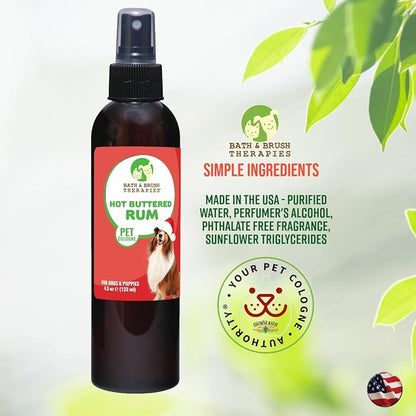 Showseason Animal Products Bath & Brush Therapies® Hot Buttered Rum Pet Cologne For Dogs 4.5 oz | Long-Lasting Odor Eliminator | Paraben-Free | Biodegradable & Non-Toxic | Made in USA
