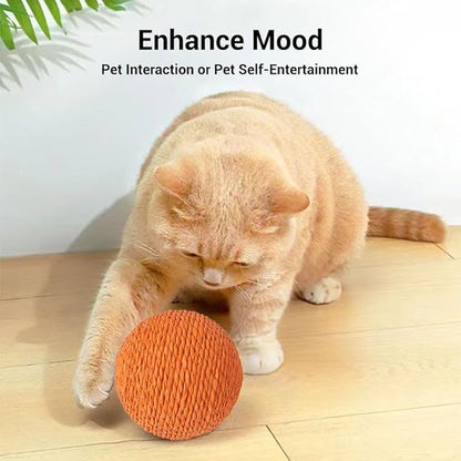 Extra Large 4-Inch Cotton Yarn Fluffy Soft Scratch Cat Ball Toy (Blue)