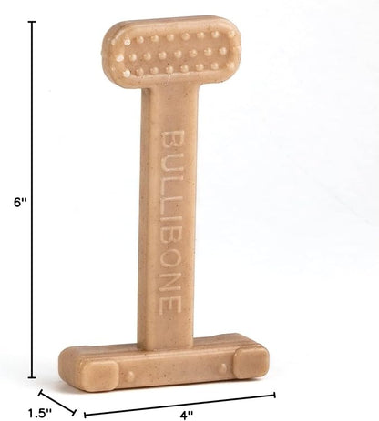 Bullibone Nylon Dog Chew Toy for Aggressive Chewers - Dental Hygiene Bone with Beef Flavor, Durable Tough Chew Toys for Small Dogs, Indestructible Dog Bone - Single
