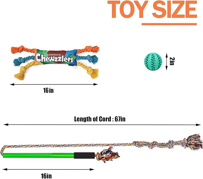 Flirt Pole Dogs,Interactive Dog Toys Dog Toy Stick,Dog Chew Toy Rope for Chewing &Training Small Medium Large Dogs Pulling, Chasing, Chewing, Training, Exercising,ROPE-67in