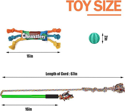 Flirt Pole Dogs,Interactive Dog Toys Dog Toy Stick,Dog Chew Toy Rope for Chewing &Training Small Medium Large Dogs Pulling, Chasing, Chewing, Training, Exercising,ROPE-67in