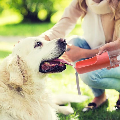 Sofunii Dog Water Bottle for Walking, Portable Pet Travel Water Drink Cup Mug Dish Bowl Dispenser, Made of Food-Grade Material Leak Proof & BPA-Free - 15oz Capacity (Blue&Pink&Green) (Pink) …