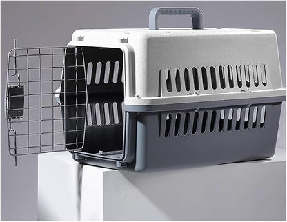 Dog Kennel Pet Airline Box Checked Dog Travel Portable Car Cage(Gris)