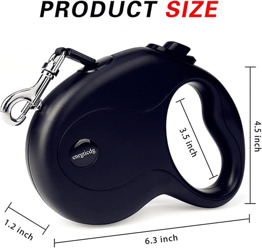16Ft Retractable Dog Leash,Light Weight Leash for Small to Medium Dogs/Cats Up to 50lbs,Stainless Steel Spring Strong Nylon Tape, Tangle Free, One-Handed Brake.(Black)