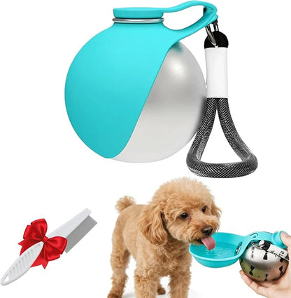 Portable Dog Water Ball - 2-in-1 Portable Dog Water Bottle and Bowl for Small Dogs, Portable, Leak-Proof & Perfect for Travel, 304 Stainless Steel, Suitable for Walks and Hik (Blue)