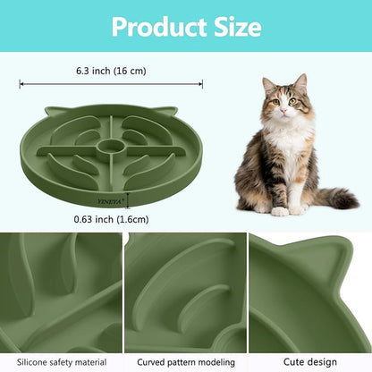 2 Pcs Silicone Slow Feeder Cat Bowl, Cat Slow Feeder for Food Training, Interactive Puzzle Bowls for Puppy, Kitten Dishes to Prevent Overeating, Treat Toys Suitable for Dry and Wet Food