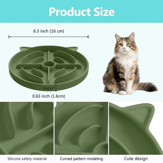 2 Pcs Silicone Slow Feeder Cat Bowl, Cat Slow Feeder for Food Training, Interactive Puzzle Bowls for Puppy, Kitten Dishes to Prevent Overeating, Treat Toys Suitable for Dry and Wet Food