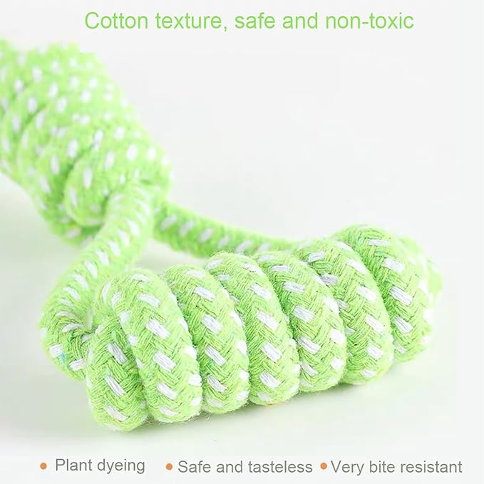 Sunglow Cotton Rope Weaving Dog Toy & Ring Toy Rubber,Cotton Rope Dog Chew Toys,Decompression and Tug Toy for Small Dogs Training Playing Teeth Cleaning (Four Packs)