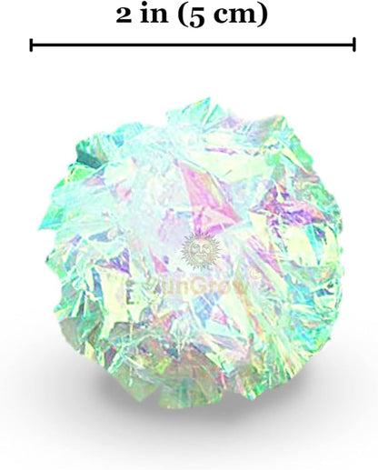 SunGrow Mylar Cat Crinkle Balls, 2", Shiny and Stress Buster Toy, Lightweight and Great for Use in Craft Projects, Toy Ball Suitable for Both Feline and Kids, Kitten Chew and Chase Balls for Exercise
