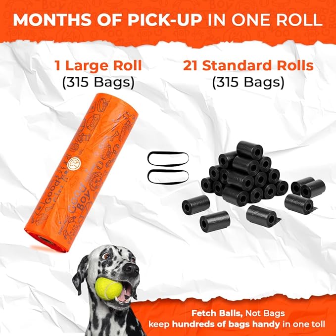 Waste Station Bags – Large Roll Dog Poop Bags (315 Count) – Extra-Strong, Leak-Proof & Unscented – Fits Most Pet Waste Stations, Dog Station Bag & Outdoor Dispensers