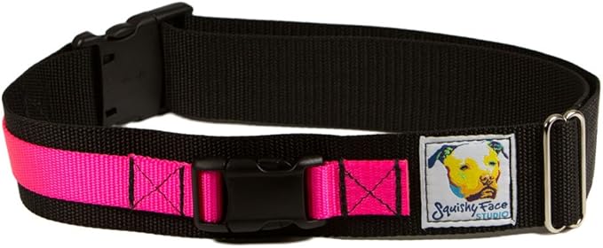 Squishy Face Studio Hands Free Dog Leash Belt - Medium-Large - Neon Pink