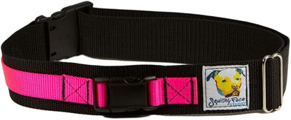 Squishy Face Studio Hands Free Dog Leash Belt - Medium-Large - Neon Pink